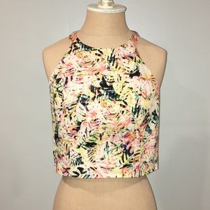 Parker Reyes Palm Leaf Print Crop Top